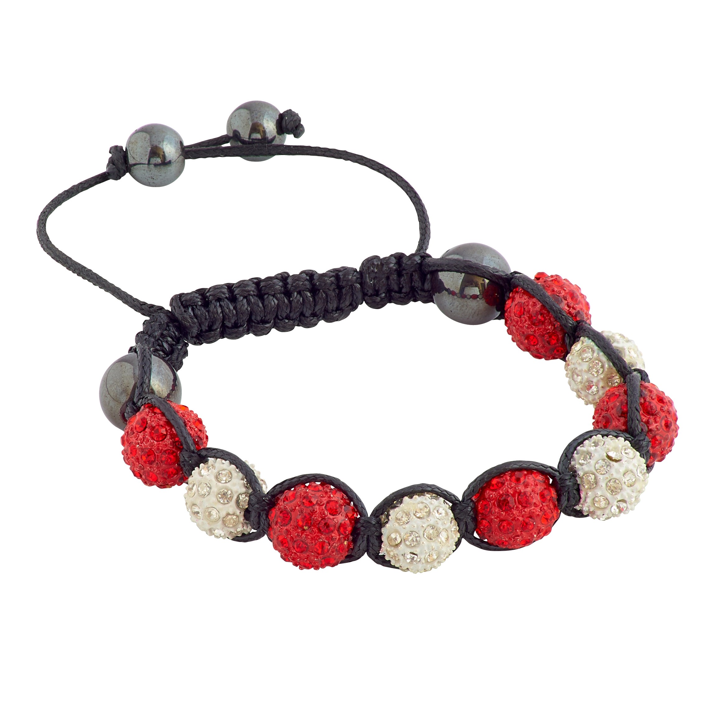 Red and White Crystals Clay Beads Shamballa Bracelet - Ephori London -  Luxury custom natural stone beaded bracelets