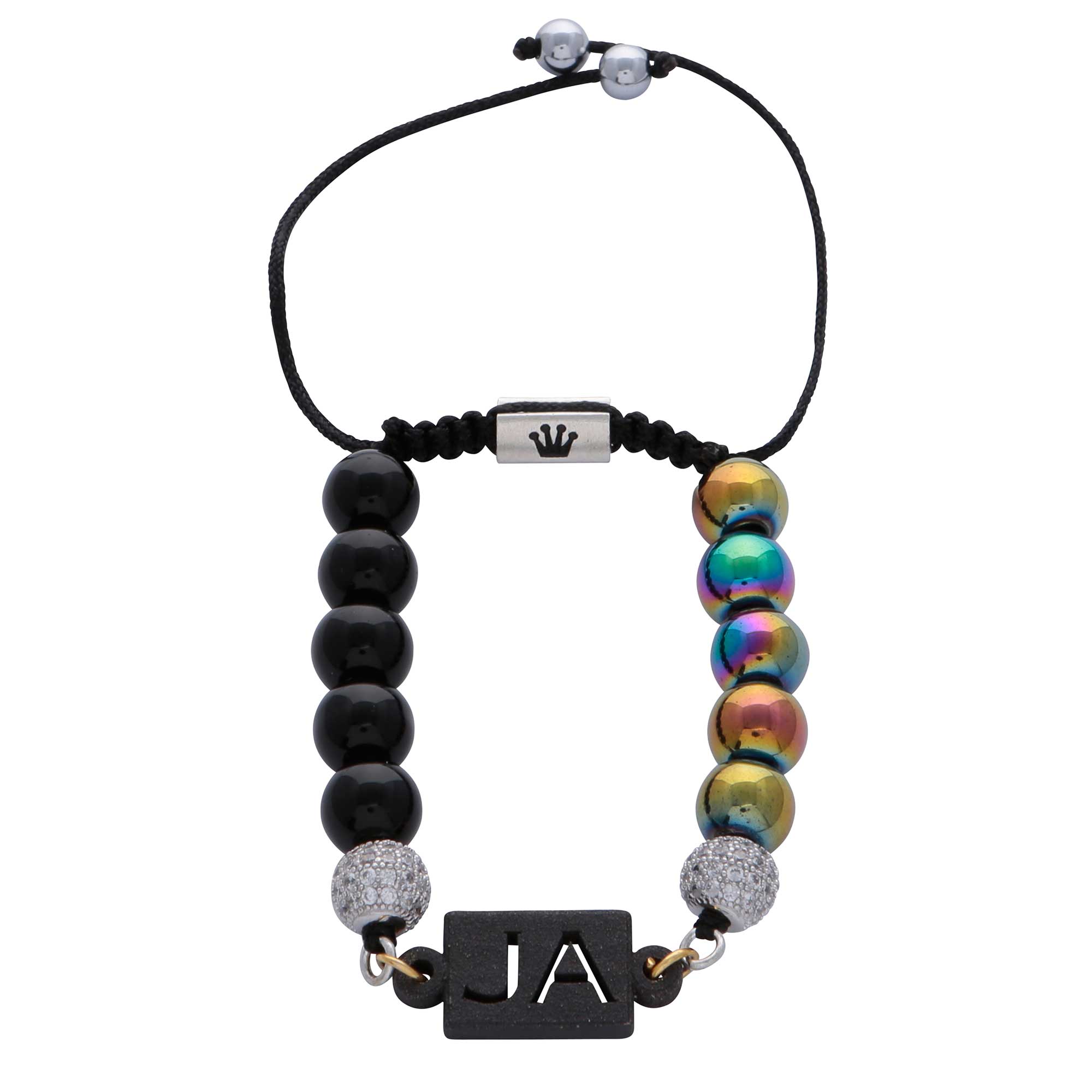 personalised-custom-initials-black-agate-natural-stone-beaded-rainbow-hematite-beads-bracelet-for-men-him