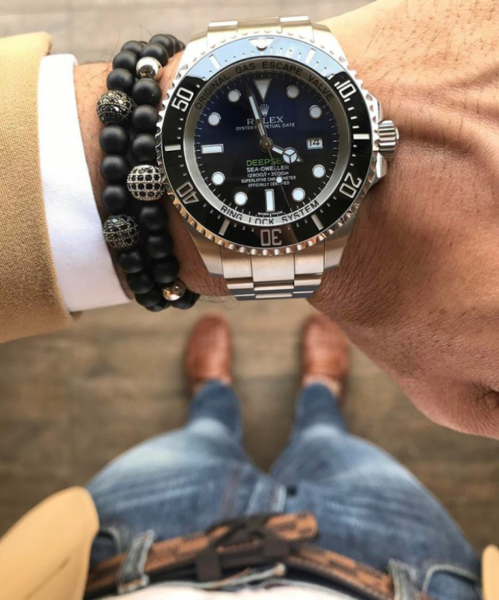 guys-wearing-beaded-bracelets-with-rolex