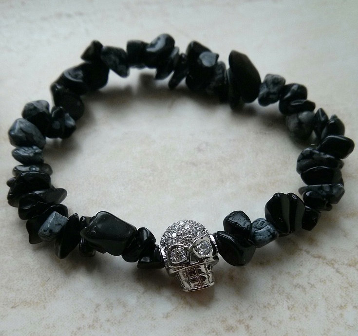 silver-skull-stainless-steel-black-mens-stretchy-snow-stone-natural-stone-mens-beaded-bracelets-uk