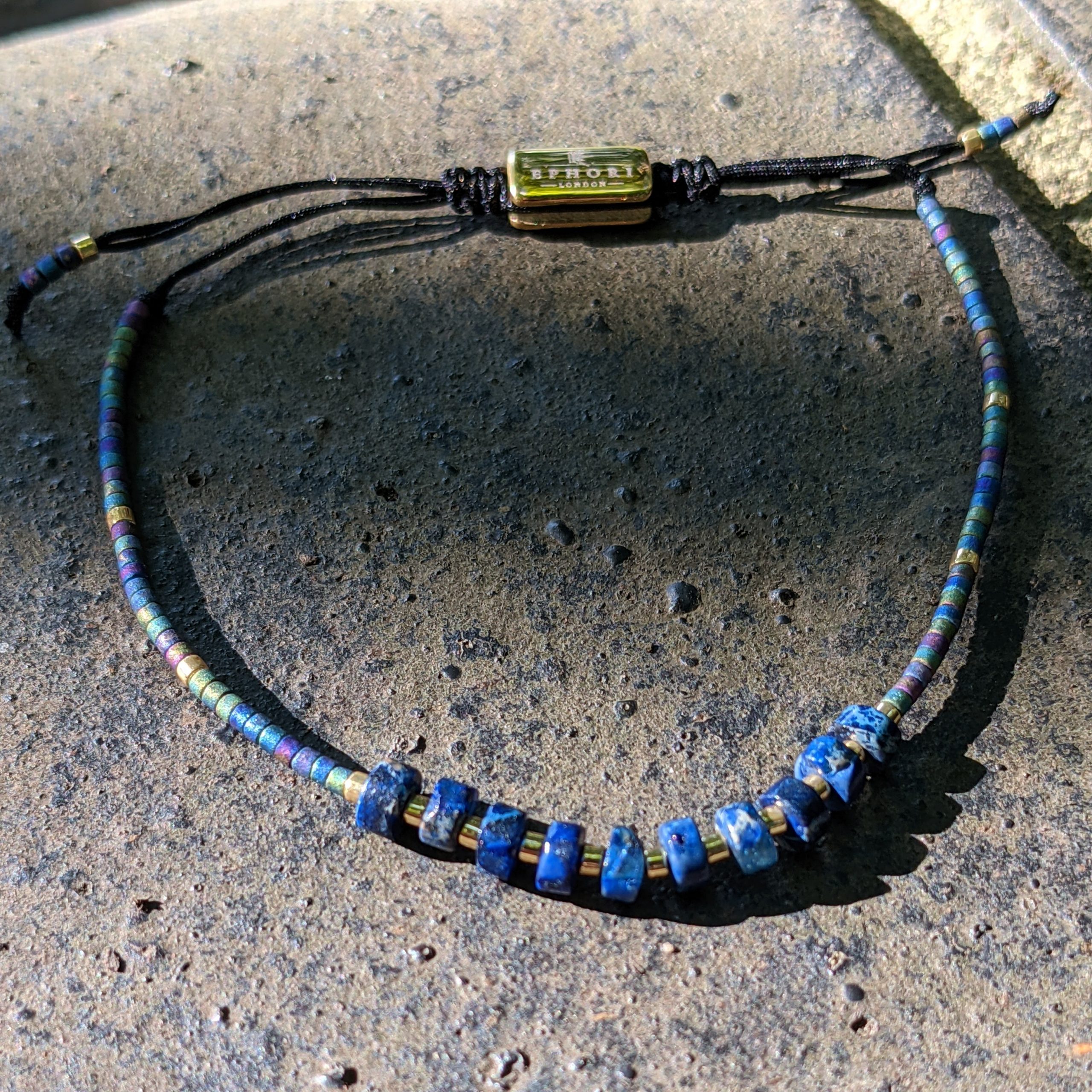 Blue-Imperial-Jasper-Gold-Blue-Chrome-Miyuki-Beads-Men’s-Beaded-Bracelet-gifts-for-him-uk-london
