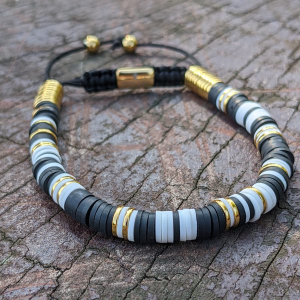 camden-gold-plate-hematite-beads-white-black-heishi-style-mens-macrame-beaded-bracelet